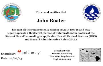 Hawaii safety education card